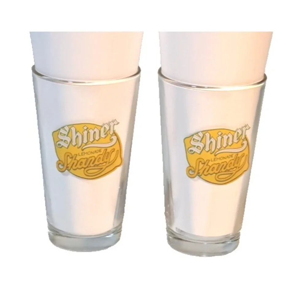 2‎ Shiner Lemonade Shandy 16 Oz Pint Glasses - Shiner Bock, Spoetzl Brewery, TX
